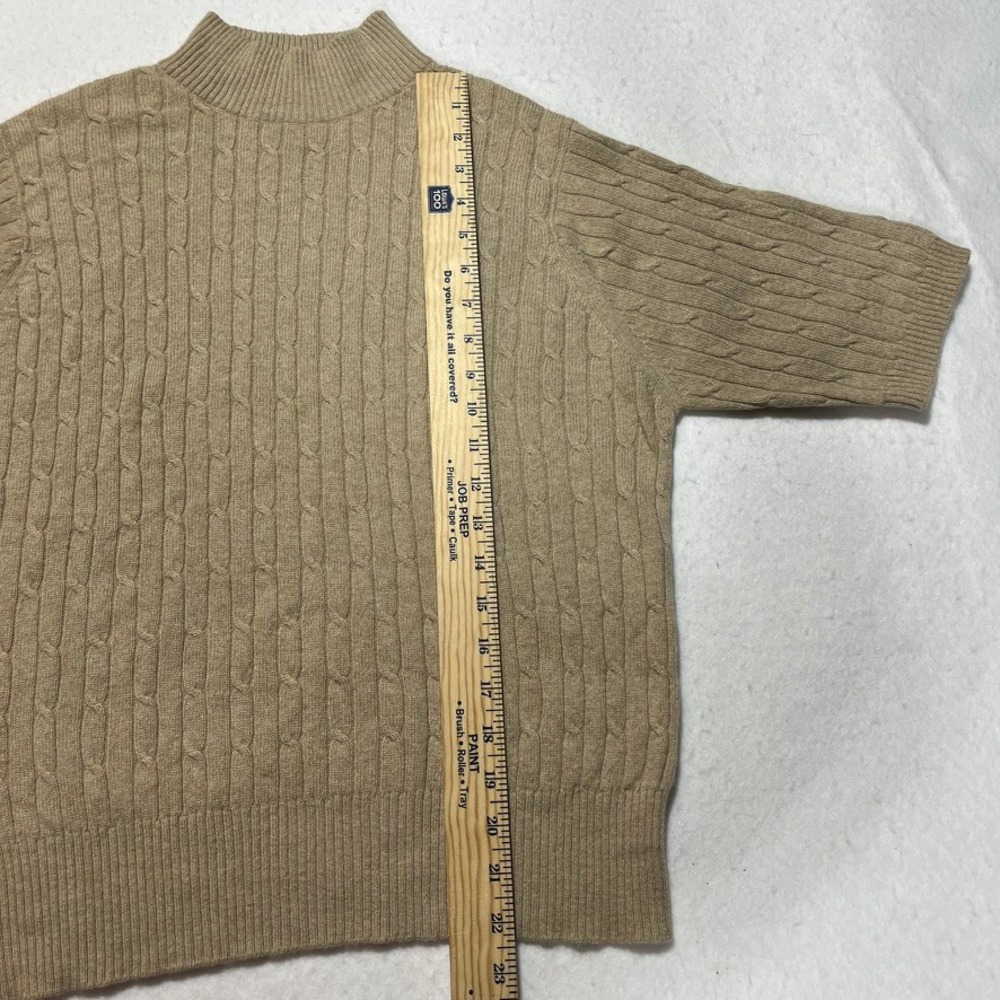 Vintage Y2K Charter Club 100% Cashmere Sweater Sz L Tan Cable Knit Minimalist - Picture 2 of 6